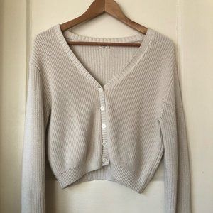 Brandy Melville Cream Waist-Length Cardigan